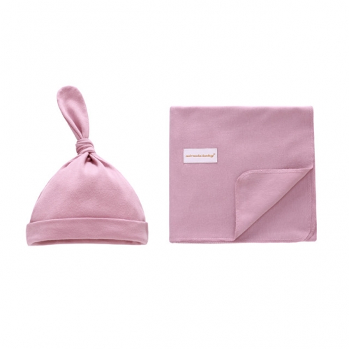 Lot de 2 Couverture d'emmaillotage+Bonnets Casquettes  pour Nouveau-né Couverure pour Bébé en Mousseline de Coton
